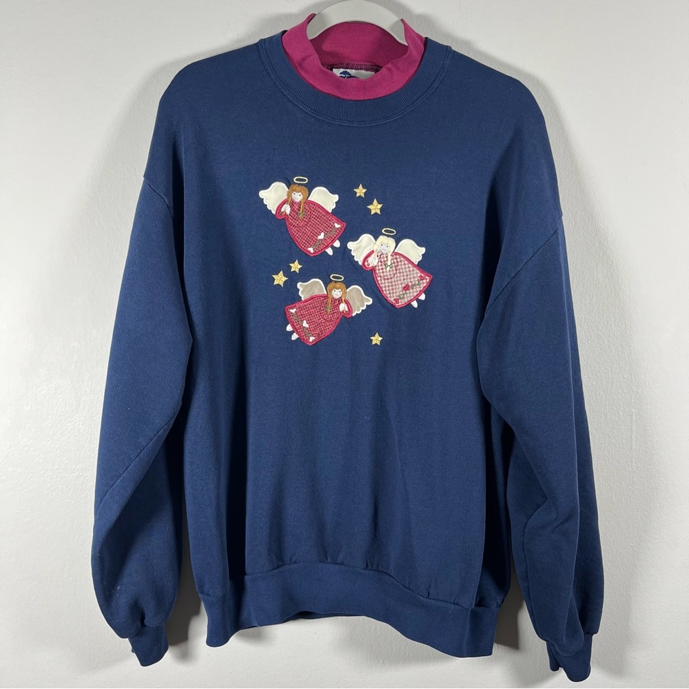 Vintage Pleasant Shade Collared Blue Angel Sweater Made In USA Women’s Sz XL